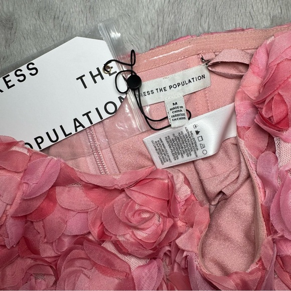 Dress the Population Dress Sasha Strapless Fit & Flare Mini NEW Pink 3D Floral - Picture 3 of 14